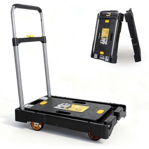 LEADALLWAY Heavy Duty Folding Platform Hand Truck with 3 Height Adjustments,Plug & Play Casters, Non-Slip Surface Multi-Functional Dolly for Furniture Moving and Storage, 300 lbs Capacity