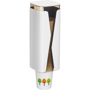 Cup Dispenser, Wall Mounted Mouthwash Cup Dispenser Fit 4oz-6oz Disposable Cups, Pull Type Water Cooler Cup Holder for Bathroom Office Gym School -White