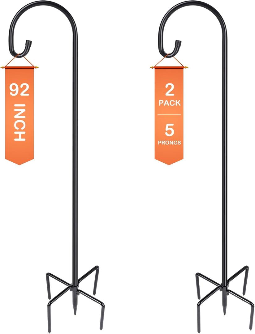 Shepherd-Hooks Adjustable for Bird-Feeder Lantern Plant-Hook Garden-Stake - Plant Stand Hanger for Outdoor Flower Basket, Bird Feeder Hanger Weddings Dcor (92 INCH)