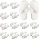 Bulk Bridesmaid Slippers,Cross Band Open Toe Fuzzy Slippers Bulk (White, Size: 9.5) 12 pack 