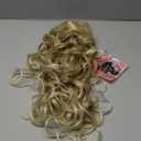 Flufymooz 100 Pure Protein Ponytail Extension, 18 Inch Curly Claw Clip Ponytail Hair Extensions Natural Soft pony tail hairpiece for women-Light Blonde with White Blonde