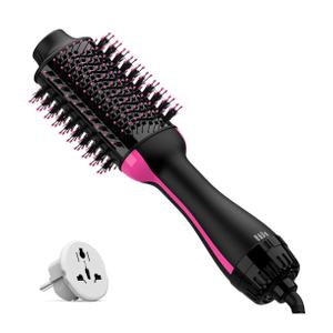 Dual Voltage Hair Dryer Brush with Negative Ion Antifrizz Styler  Hot Air Volumizer for 110V120V/220V240V European and Travel Use