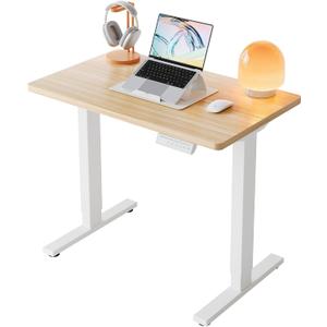 HUANUO 32" Small Electric Standing Desk Adjustable Height, 4 Memory Height Settings, Sit Stand Up Desk for Home Office & Computer Workstation, Light Walnut