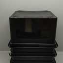 IRIS USA File Box, Plastic File Organizer with Lids for Letter/Legal File, Portable Document Box For Moving, Storage Bin with Durable and Secure Lid, Stackable Nestable BPA-Free, Black 35 Qt. 4 Pack