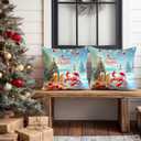 HOMETITUTE Pack of 2 Christmas Throw Pillow Covers 18x18 Inch Soft Decorative Crab Cushion Covers Holiday Beach Party Winter Christmas Pillow Cases Coastal Decor for Sofa Couch Bed Living Room