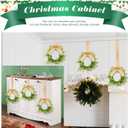 Yilloog 6 Pcs Mini Christmas Wreaths for Kitchen Cabinet 9" Small Christmas Artificial Boxwood Wreaths with Linen Bow Xmas Party Decor for Door Window Wall Farmhouse Hanging