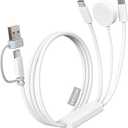 Multi Charging Cable, 100W Dual USB C Charger Cable, for Apple Watch Charger, 3 in 1 Fast Charging Cable, iPhone 17/16/15 Pro, iPad, MacBook, AirPods, Nylon Braided Travel Cable