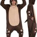 3D Hooded Animal Onesie Costume for Adults - Christmas Xmas Holiday Festival Cosplay One-Piece Pajamas (Medium, Moose/Elk)