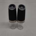 XinXu Gravity Electric Pepper and Salt Grinder Set, Adjustable Coarseness, Battery Powered with LED Light, One Hand Automatic Operation, Black -2 Pack