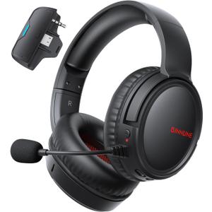 BINNUNE Wireless Gaming Headset for Xbox Series X|S & Xbox One, Low Latency Wireless + Bluetooth, Flip-to-Mute Noise Cancelling Mic, 50mm Drivers, 40H Battery, Over-Ear Headphones (Black/Red)