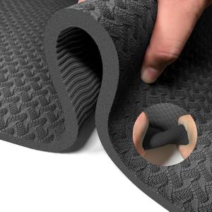 Yoga Mat 1/3 inch QMKGEC Exercise Mats 8mm TPE Non-Slip Extra Thick High-Density Eco Friendly for Yoga Workout Pilates Yoga Mats for Women Men (Black)