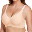 Gailife Smooth Wireless Bras for Women No Underwire Comfort Seamless Supportive Bra Raceback Push Up Bralettes Full Coverage (Large, Nude)