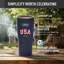 THERMOS Icon Series 24oz Stainless Steel Tumbler with Slide Lock Lid, Leakproof, Fits Cupholder, Dishwasher Safe, Griptec NonSlip Base, Keeps Drinks Hot 6 Hrs/Cold 22 Hrs, Navy USA