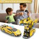 Remote Control Car, One-Button Transform Toys Car, 2.4GHz RC Cars 1:18 Scale, 360 Degree Rotation Police Car Toy Transforming into Robot Toy for Boys Girl Kids 4-7 8-12 6-8, Birthday