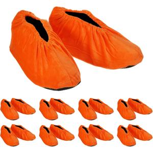 PATIKIL Shoe Covers, 10 Pairs Reusable Non Slip Shoe Protector Covers Washable Soft Shoe Cover for Household Office, Orange