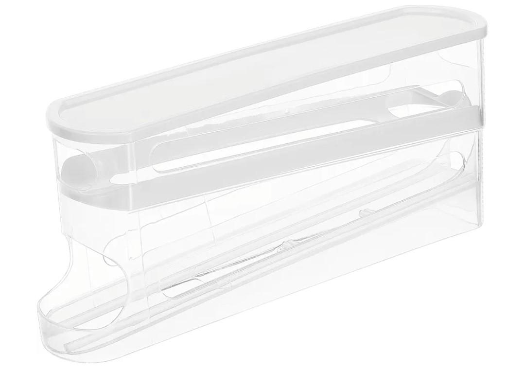 Healifty Fridge Holder Clear Automatic Rolling Dispenser Space-saving Storage Box Sturdy Kitchen Organizer for Refrigerator Countertop Use Easy to Clean Sleek Design