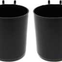 JSP Manufacturing Plastic Pegboard 3 inch Hanging Cup Hook Storage Organizer Crafts/Office or Art Supplies/Tools Organizing Peg Board Accessories - Multi-Colors Multi-Quantity Packs (2 Pack, Black)
