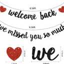 Glitter Black Welcome Back We Missed You So Much Banner,NO DIY,for Welcome Home Celebration Decorations Family Gathering,Back to School Events Military Homecoming Decoration