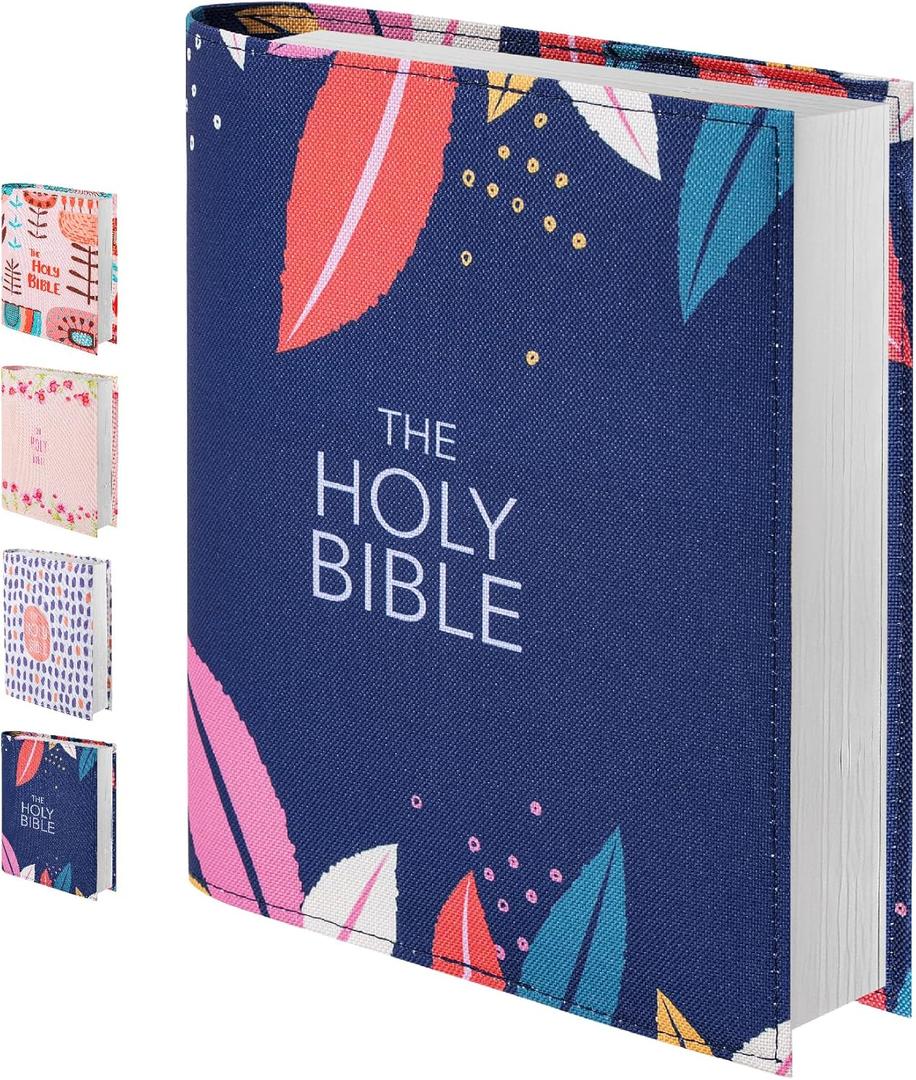 Mr. Pen- Bible Book Cover, 8.5" x 7.5" x 2", Floral Design, Oxford Fabric, Bible Sleeve Covers for Women (Navy)
