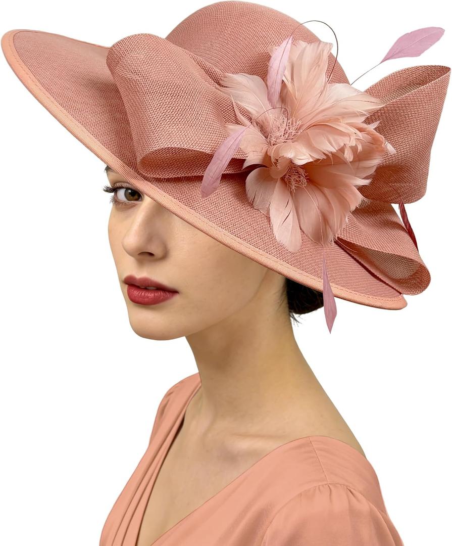 dressfan Vintage Fascinator Hats for Women,20s 50s Linen Flower Hat for Derby/Church/Wedding/Cocktail/Tea Party