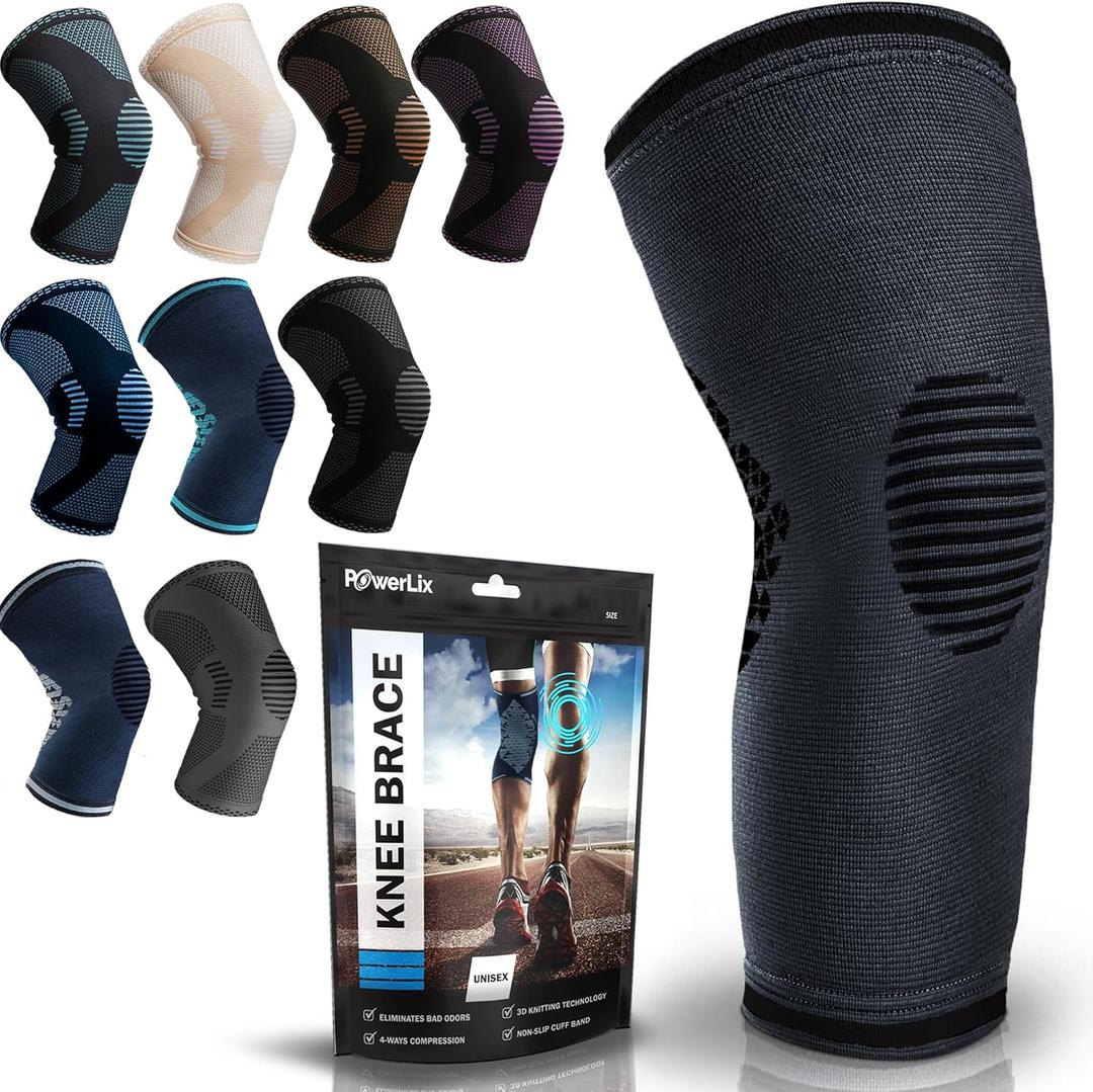 POWERLIX Knee Brace Support Best Compression Sleeve for Men & Women for Pain Relief Superior Braces for Meniscus Tear & Arthritis, Please Refer to The Sizing Chart