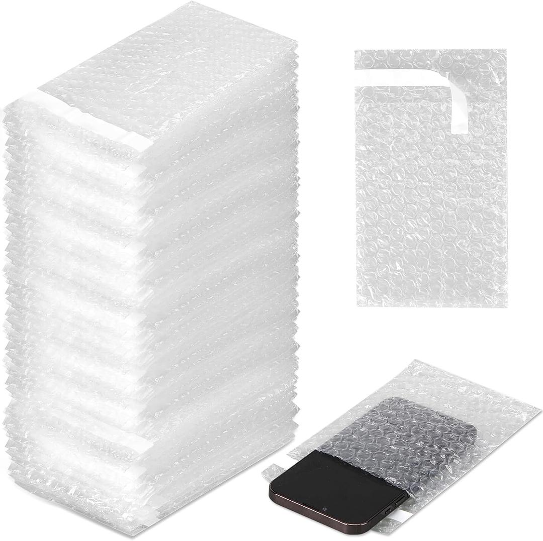 PerKoop 200 Pcs 4 x 5.5 Inch Bubble Cushion Wrap Bags Bulk, Double Wall Bubble Cushion Wrap Pouches, Clear Protective Bags Thickening Shockproof for Shipping Packing Storage Moving