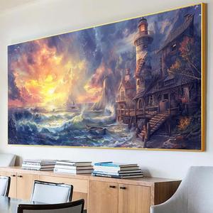 Diamond Painting Landscape Diamond Art Painting Kits Adults, Sea Diamond Art Kits for Adults, 5D Big Diamond Painting 32x64in Square Drill Diamond Painting Kits for Adults, Hobbies for Women 8-1