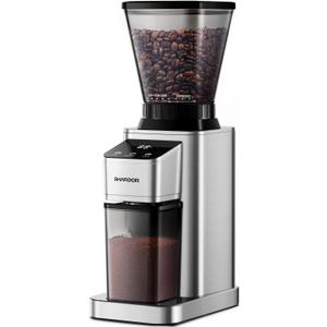 SHARDOR Professional Conical Burr Coffee Grinder, Coffee Bean Grinder with 48 Grind Settings for Espresso, Drip & French Press, Upgraded Anti-Static Technology, Precision Timer, Stainless Steel (Silver)