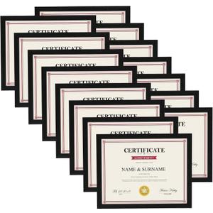 Giftgarden 8.5x11 Wooden Picture Frame Set of 15, Black 8.5 by 11 Certificate Frames for Award Document Diploma Wall or Tabletop Display