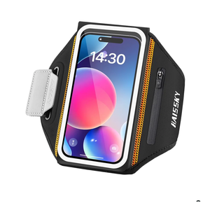 Running Armband with Earphone Bag Cell Phone Armband for iPhone 16 15 Pro 14 Plus 13 11 XR XS, Galaxy S24/S10 Water Resistant Sports Phone Holder Case & Zipper Slot Car Key Holder for 6.9 inch Phone