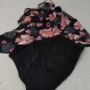 Aleumdr Women's Tankini Bathing Suit 2 Piece Tummy Control Swimsuit Scallop Trim Tankini Top with Bottom (Large, Printed Black)