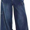 Baggy Jeans for Woman Men High Waisted Barrel Leg Jeans Casual Loose Denim Pants Streetwear Clothes (Blue) Large