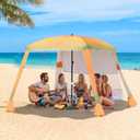 Beach Cabana,Spacious 7.2 x 7.2 FT Beach Cabana Provides Ample Shade for 5-6 People, Perfect for Family Outings; Features 3 Side Curtains for Enhanced Privacy and Wind Protection