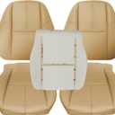 SecosAutoparts Driver and Passenger Side Bottom and Top Lean Back Replacement Leather Seat Cover and Driver Foam fit for Chevy Silverado fit for GMC Sierra Tahoe Suburban Avalanche Yukon 2007-2014 Tan
