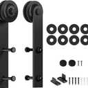 Skysen Sliding Barn Door Hardware Roller Set Black (LK-I Shape Hanger)