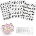 4PCS Alphabet Cake Stamps Tool for Fondant Cookie Biscuit, Pretty Handwriting Food Grade Fondant Letter Stamp Uppercase Lowercase Numbers Words Reusable Cookie Stamp for Christmas Party