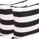 Leaveland White and Black Stripe Set of 2 20x20 Inch Cotton Polyester Square Throw Pillow Case Decorative Durable Cushion Slipcover Home Decor Sofa Standard Size Accent Pillowcase