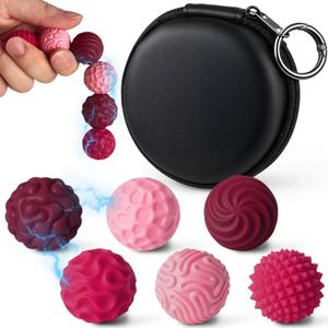 LovesTown 6PCS Magnetic Fidget Balls, Silicone Stress Relief Fidget Toys with Texture Quiet Sensory Toys for Adults Teens Office (Red)