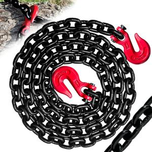G80 Transport Binder Chain,10FT 1/2" Trailer Safety Chains with Clevis Grab Hooks,12,000 lbs Safe Working Load Heavy Duty Chain for Transporting,Towing,Logging Tie Down Binding, 1/2 Inch10FT