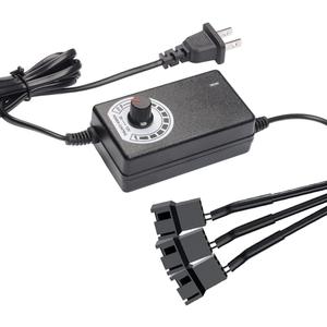 Delinx Triple 3-Pin and 4-Pin PC Fan Power Adapter, 12V Fan Speed Controller,100-240vAC to 3-12vDC Adjustable Power Supply