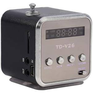 Mini Speaker Music Player, Portable FM Radio Stereo Speaker PC Fashion Support TF Card and U Disk(Black)