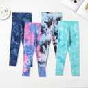 4 Pack Girls Printed Leggings Soft Yoga Pants Kids Tie-Dye Leggings (6-7 Years, Multicolor 2)