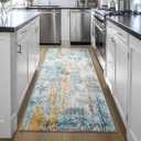 Runner Rug for Kitchen Hallways Runner Rug Non Slip 2'6''x8' Washable Blue Long Runner Rugs with Rubber Backing Soft Abstract Carpet Runner for Entryway, Kitchen, Bedroom, Bathroom