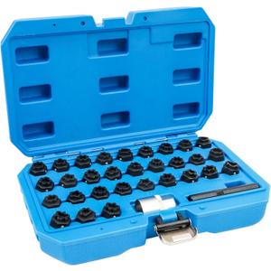 BHB 32PCS Wheel Locking Nut Key Removal Tool Kit Wheel Anti-Theft Lock Lug Nut Screw Remover Set with Punch and 1/2 Inch Driver Scoket Adaptor Compatible with Mercedes Benz