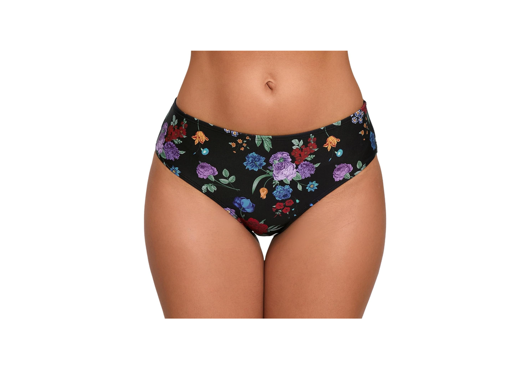 Halcurt Women's Mid Waisted Bikini Swim Bottoms Cheeky Swimsuit Bottoms L