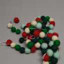 3 Pieces Christmas Felt Balls Garland Wool Pom Pom Garland Banner for Christmas Party Holiday Decoration (Red, White, Green, Lake Green, Dark Green)