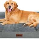 XL Orthopedic Dog Beds for Extra Large Dogs 44x32in, Waterproof Memory Foam Big Size Pet Bed with Sides, Comfort Thick Egg-Crate Foam, Dog Crate Pad & Couch Bed,Washable Cover & Non-Slip Bottom,Grey