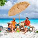 Tangkula 6.5Ft Tiki Patio Umbrella, Hawaiian Style Outdoor PE Grass Umbrella with Tilt Adjustment, 8 Ribs, Portable Thatched Beach Umbrella for Garden, Yard, Poolside