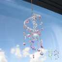 Geili Hanging Crystal Sun Catcher for Windows,Hanging Decor Crystal Glass Suncatcher for Outside,Boho Indoor Crystals Window Suncatcher,Spiral Crystals Wind Chimes Sun Rainbow Light Catcher(Pink)
