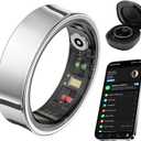 Smart Ring for Women Men, Fitness Tracker Ring with Body Temperature, Heart Rate, Blood Oxygen, Sleep Monitor, Calories, No Subscription Fee, IP68 Waterproof for iPhone & Android (Silver, #8)